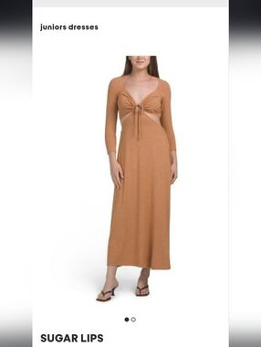 Sugarlips Camel/Tan Tie-Front Maxi Dress